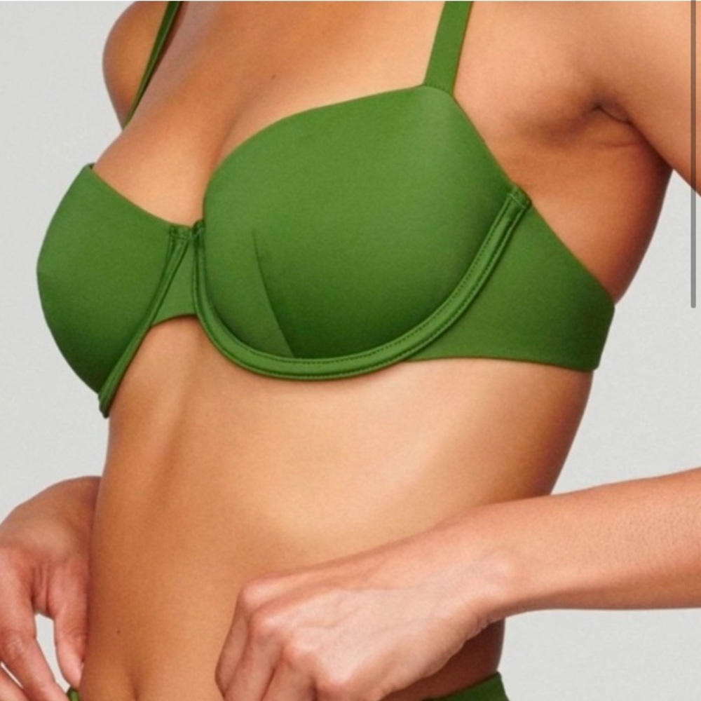 NEW CUUP SWIM The Balconette Bikini Top in Seaweed Green Swimsuit Underwire Bra